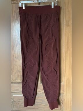Athleta Attitude Jogger Pants, Brown, Ruched, size 10